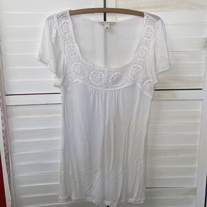 BANANA REPUBLIC Women’s White Knit Blouse Top Crochet Bodice Small